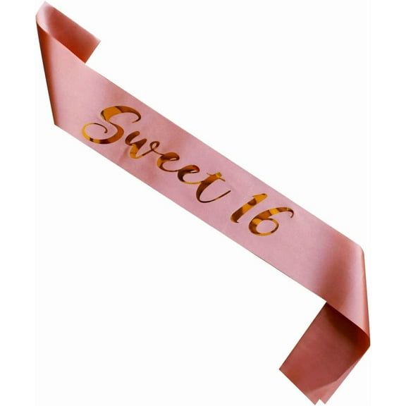 1 pcs Sweet 16 sash, Rose Gold Girl 16th Birthday Gifts Party Supplies, Pink Party Decorations
