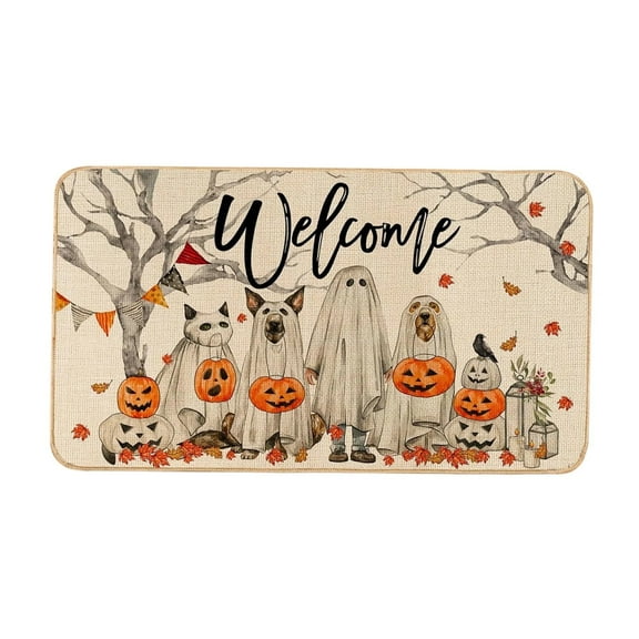 Halloween Pumpkin Doormat Outdoor Entry Door Kitchen Entryway Floor Mat Halloween Decorative Fall Decor