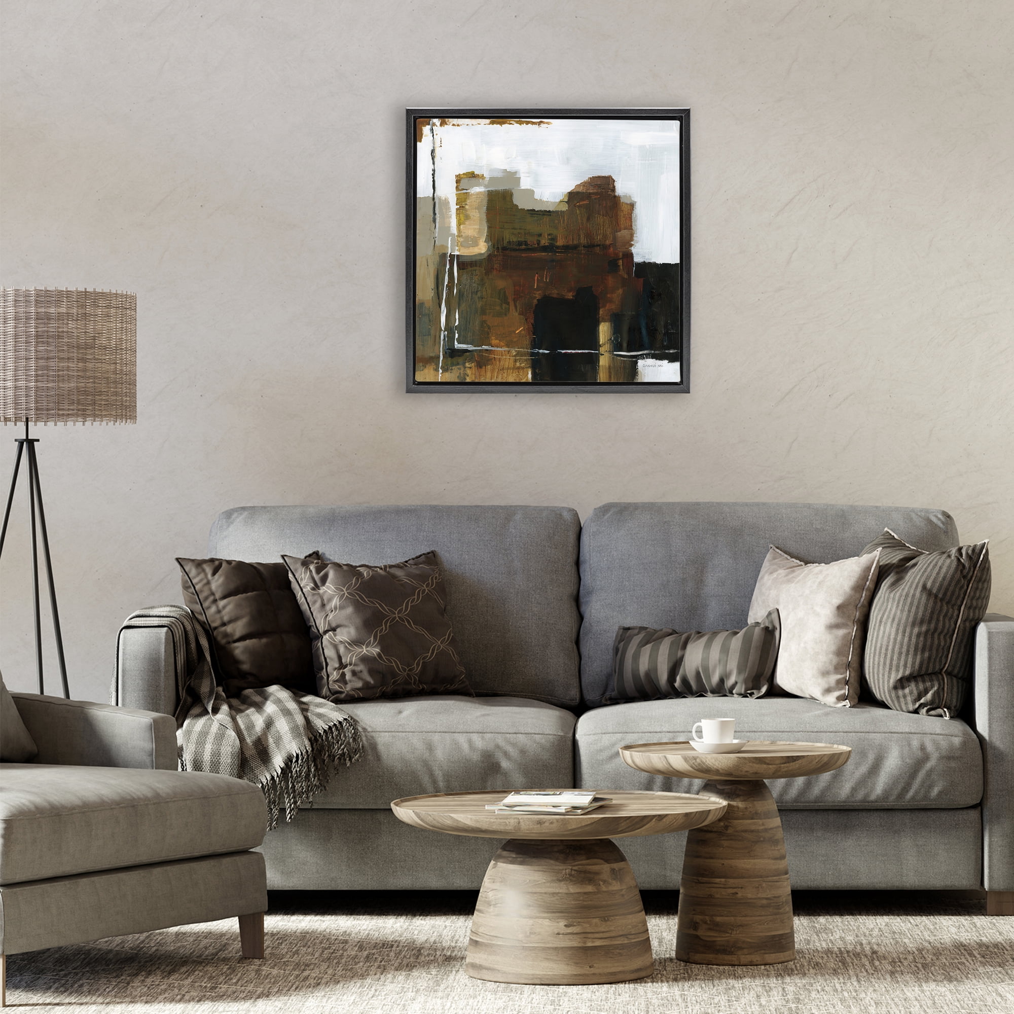 Stupell Industries Natural Abstract Earth Tones Black Framed Floater Canvas Wall Art, design by Danhui Nai
