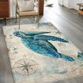 thumbnail image 3 of Teal Sea Turtle Coastal Kitchen Runner Rug 2.7x5 Washable Runners for Hallway Non Slip Vintage Summer Beach Nautical Large Area Rug Indoor Floor Carpet for Bathroom Laundry Entryway Bedroom, 3 of 8