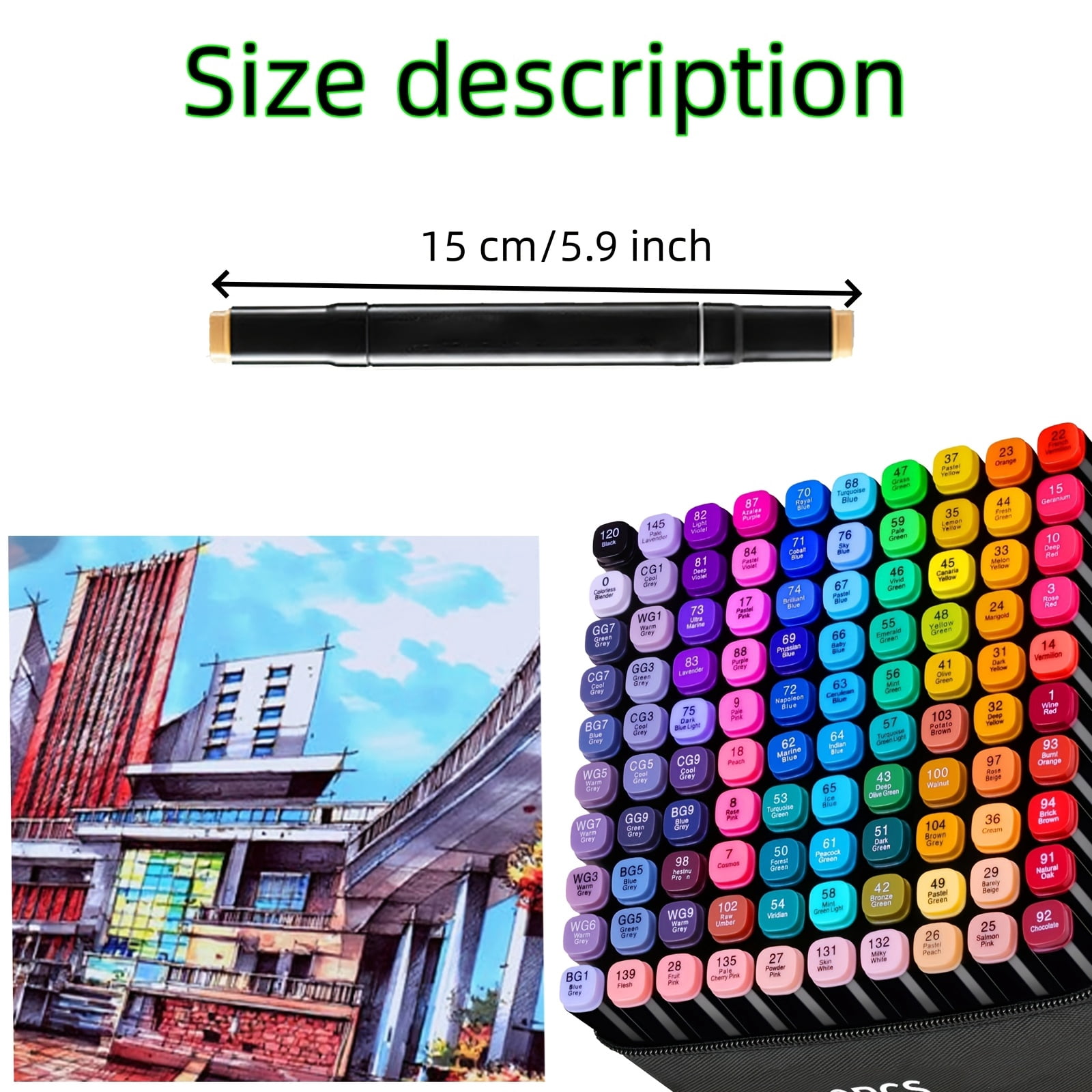 169-Piece Alcohol Marker Set, Dual Tip Fine & Chisel Markers for Sketching, Illustration, Comics & Coloring