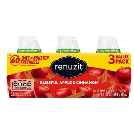 Renuzit Blissful Apple & Cinnamon Scent Air Freshener 21 oz Gel 1 pk
