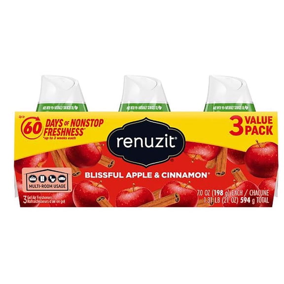Renuzit Blissful Apple & Cinnamon Scent Air Freshener 21 oz Gel 1 pk