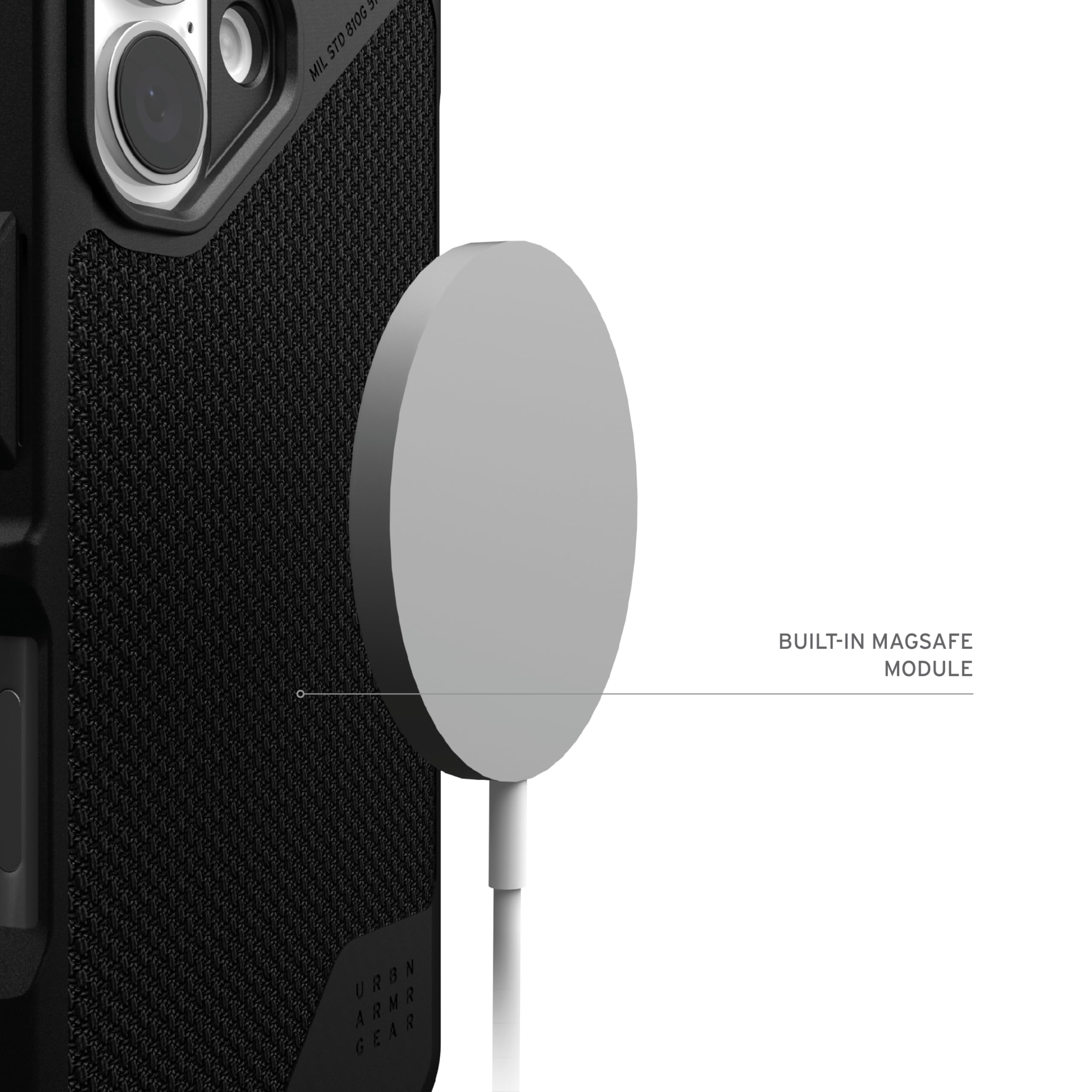 UAG iPhone 16 Plus Case 6.7" Metropolis LT - Compatible with MagSafe Charging Rugged Shockproof Anti-Slip Military Grade Protective Cover, Kevlar Black