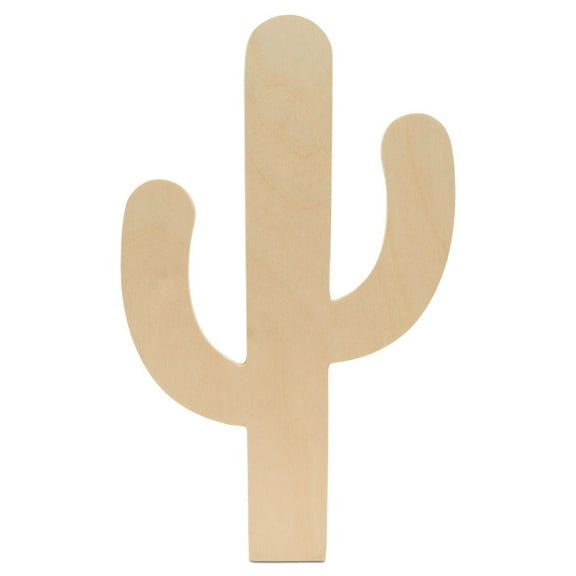 Unfinished Wooden Cactus Cutout, 12", Pack of 10 Wooden Shapes for Crafts and Summer Decor and Crafting, by Woodpeckers