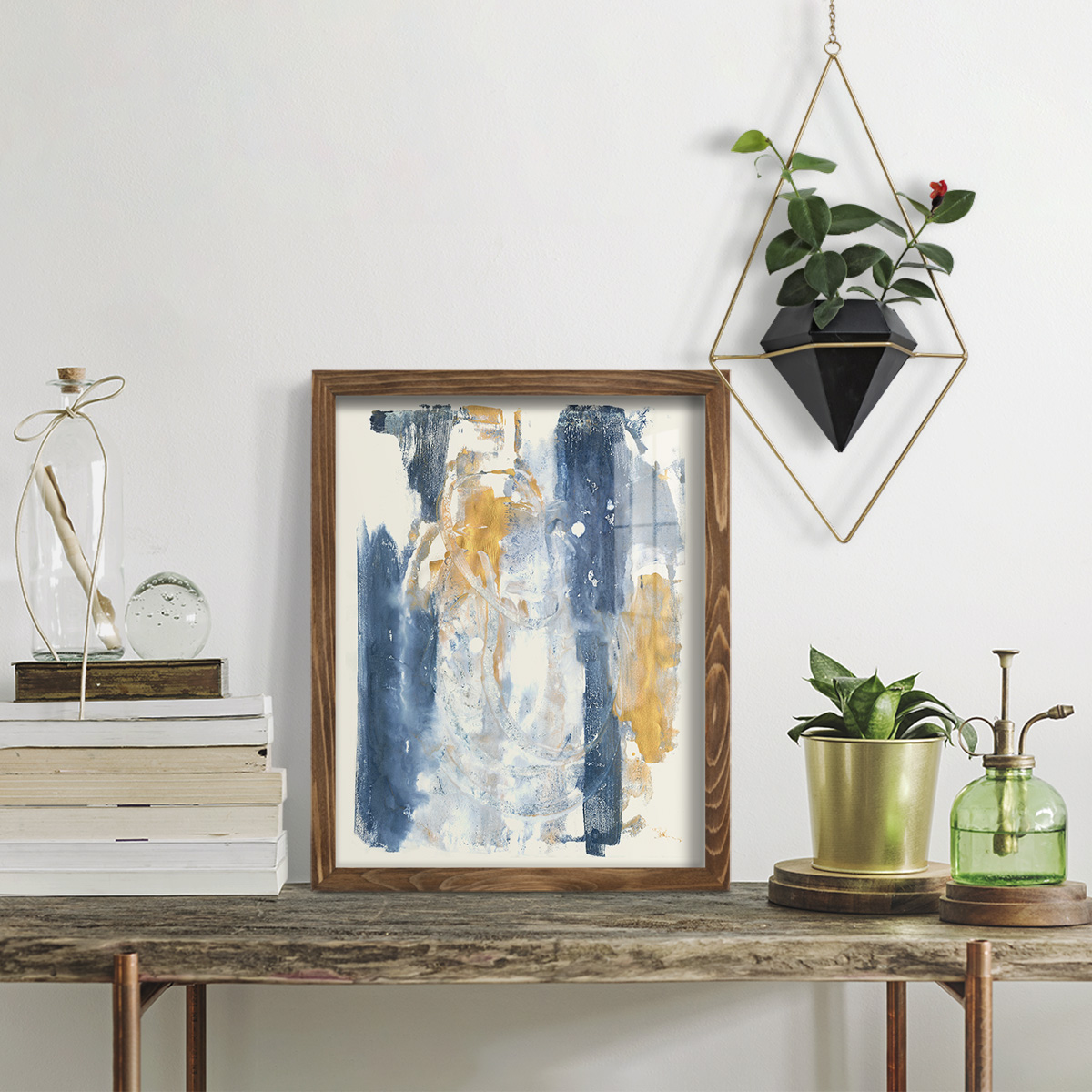 Circles & Dream II - Framed Print w/glass - Walnut