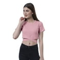 thumbnail image 2 of Moomaya Women Criss Cross Hem Top Short Sleeve Round Neck Tee Shirt Blouse Tops, 2 of 6