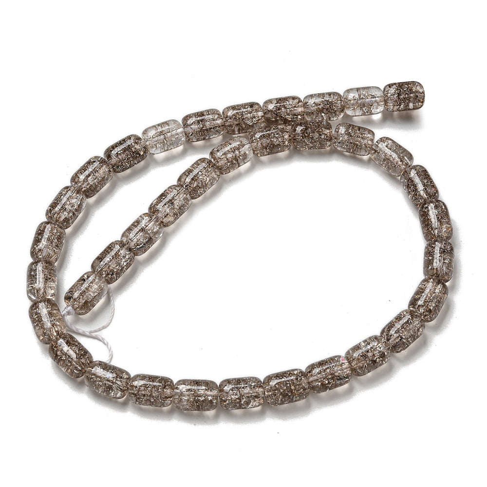 10strands Transparent Crackle Glass Beads Strands Column Coconut Brown 11x8mm Hole: 1.2mm about 36pcs/strand 15.35''(39cm)