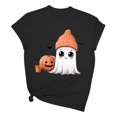 thumbnail image 5 of Busydd Womens Fall Tops Trendy Round Neck Halloween Graphic Tees for Women Comfortable Casual Cotton T Shirts for Women Lightweight Short Sleeve Womens T Shirts 2XL, 5 of 5