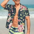 thumbnail image 4 of Uemuo Vintage Floral Printed Regular Fit Short Sleeve Casual Hawaiian Shirt for Men,Aloha shirt,Tropical shirt,Floral print shirt,Vacation Beach shirt-Large, 4 of 9