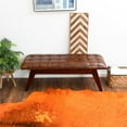 thumbnail image 6 of Neva Button-Tufted Genuine Leather Upholstered Bench in Tan, 6 of 7