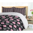 thumbnail image 5 of Ambesonne Modern Duvet Cover Sets, Abstract Forms and Flower, 2-Queen, Charcoal Grey Pink White, 5 of 7