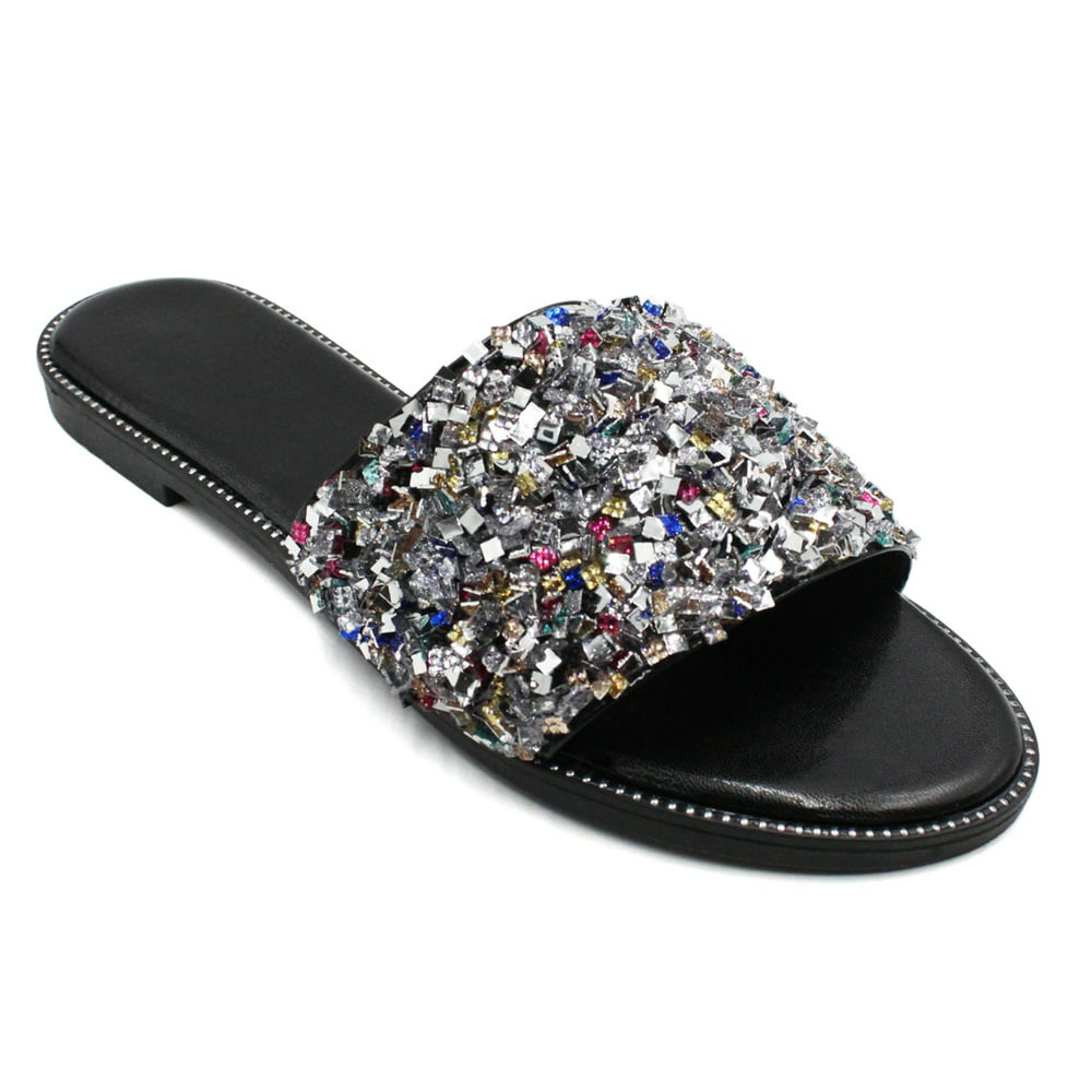 Lavra - LAVRA Women's Rhinestone Slides Glitter Fancy Sandals Bling ...