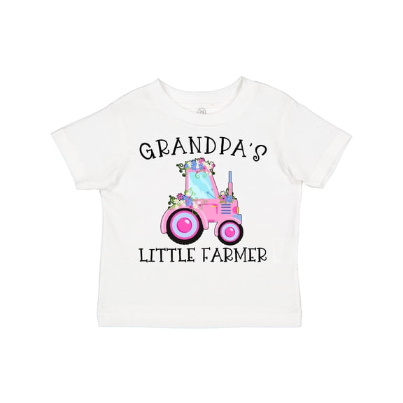 Inktastic Grandpa's Little Farmer- Pink Tractor and Flowers Boys or Girls Toddler T-Shirt