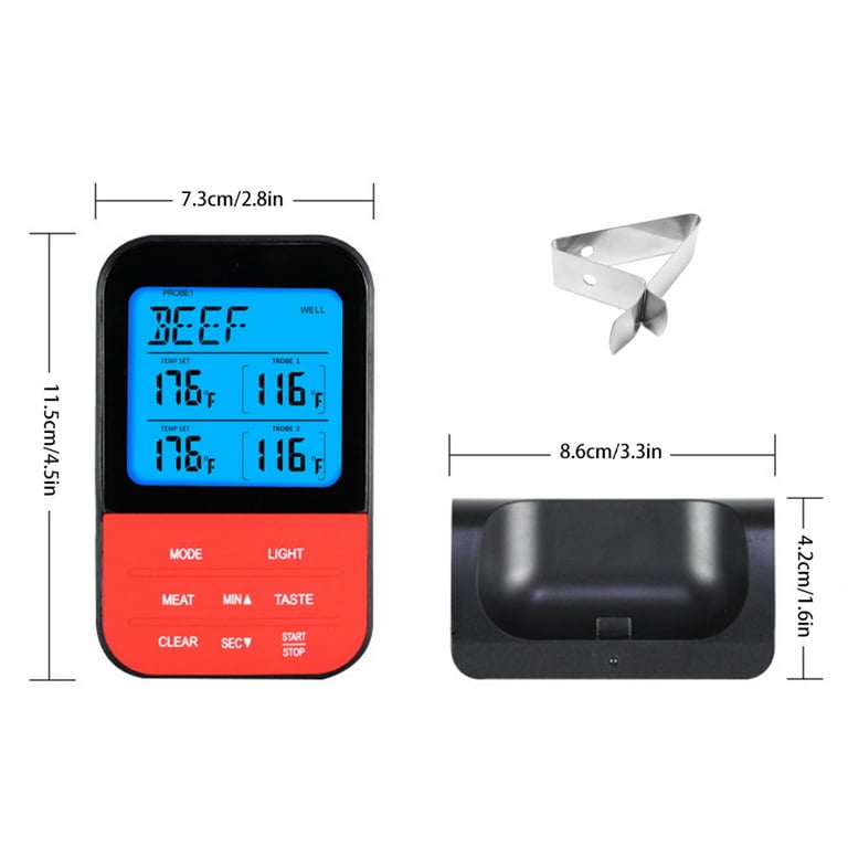 EUBUY Meat Thermometer Multi-probe Oven Waterproof Home Kitchen Food  Thermometer for Pork Turkey Chicken Fish Silver