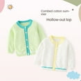 thumbnail image 6 of Usaibhir Girls' Cardigans Sweater Cotton School Uniforms Button Solid Long Sleeve Knit Sweaters for 3-4Y Green, 6 of 9