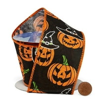 Halloween Pumpkins Fabric Wired Ribbon - 2 1/2 Inches x 10 Yards (56140120)