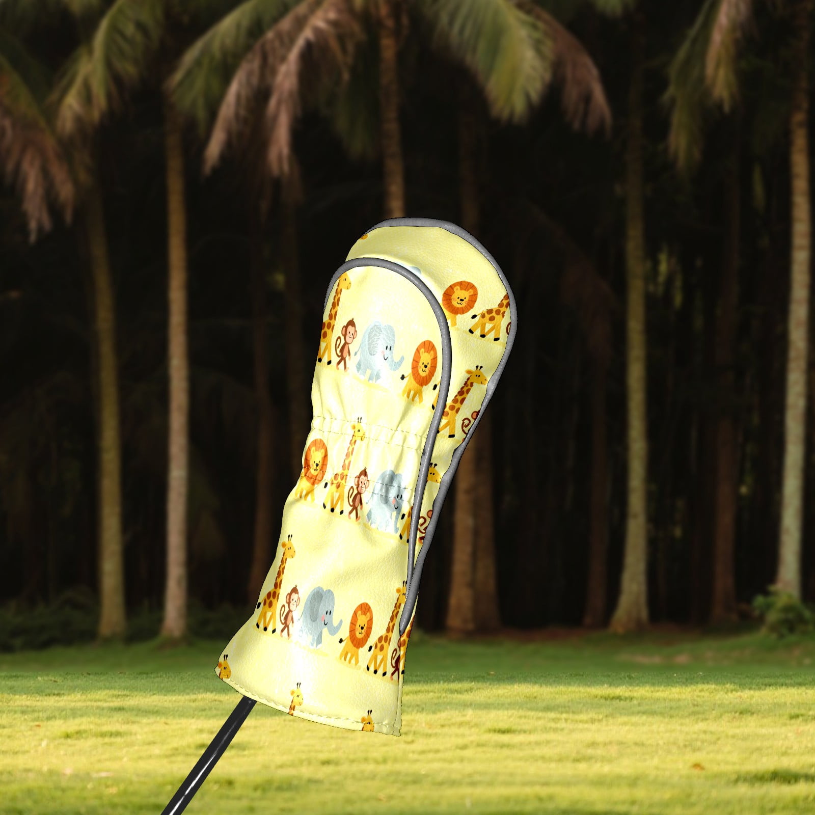 Golf Club Covers, Yellow ZooAnimalRow Premium PU Leather Driver Hybrid Putter Head Covers with Velvet Lining, Waterproof Golf Gifts for Men Women