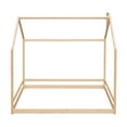 thumbnail image 6 of Full Size House Bed with Roof, Wood Platform Bed with Safety Guardrails,Wood Bed Frame,Montessori Bed, Playhouse Bed,Box Spring Needed, 6 of 9