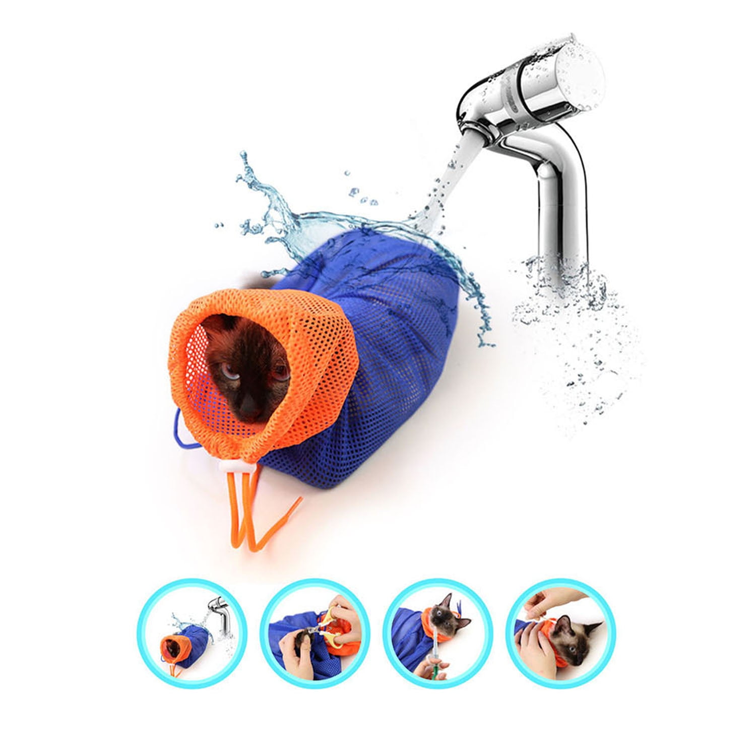 Adjustable Polyester Mesh Pet Cat Grooming Washing Bath Bag Breathable