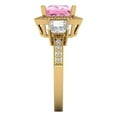 thumbnail image 3 of Clara Pucci 14K Yellow Gold Solid Gold Pink Three-Stone Anniversary Ring for Women - 3.005 cttw Princess Cut, 3 of 8