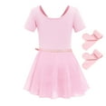 thumbnail image 5 of IBTOM CASTLE Toddler Kids Girls Short Sleeve Ballet Dance Leotards Costume with Chiffon Dance Skirt Tights Ballerina Outfits 6-7 Years Pink, 5 of 9