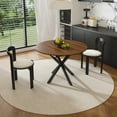 thumbnail image 2 of 42"-59" Extendable Dining Table, Farmhouse Oval Kitchen Table with Removable Leaves and Metal Legs Support for Living Room, Walnut, 2 of 8