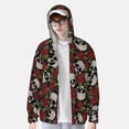 thumbnail image 2 of Fotbe Red Rose Skull Chaqueta con Protección Solar UPF 50+ para Hombre y Mujer, Camisa con Capucha y Bolsillos-Large, 2 of 7