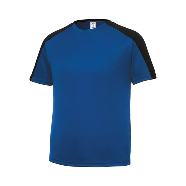 Gravity Threads Youth Sleeve-Blocked Moisture Wicking Shirt - True Royal/Black - Large