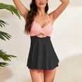 thumbnail image 6 of Feimerou One Piece Bathing Suit for Women Cutout Swim Dree Skirt Swimsuit V Neck Wrap Tie Back Swimdress Color Block Tummy Control Bathing Suits Valentines Day Gifts, 6 of 8