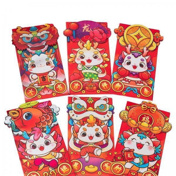 2x Sobres Rojos Gloria Paquetes Rojos Hong Bao 2024 Año del Dragón