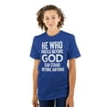 thumbnail image 3 of He Who Kneels Before God Can Stand Plus Size Crewneck Graphic Tee Shirt Brisco Brands 3X, 3 of 5