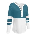 thumbnail image 4 of thefmos Women Plus Size V Neck 3/4 Sleeve Zipper Color Block Pullover Tops for Fall Winter Cute Trendy Casual Basic Tshirt Solid Comfy Blouses Everyday Business Work Clothes, Navy L, 4 of 6