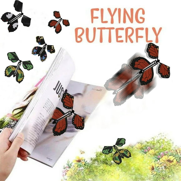 PVCS 5pcs Wrap Magic Flying Butterfly Clockwork Rubber Band Powered Butterfly