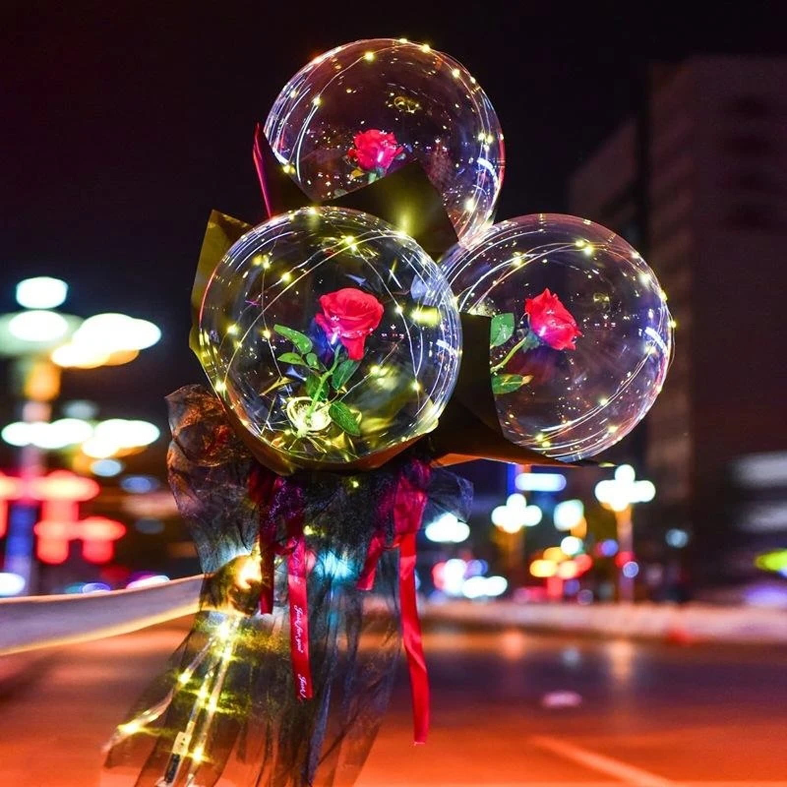 Led Rose Balloons, Transparent LED Light Balloons, Helium Glow Bubble Balloons with String Lights for Party Birthday Festival Decorations - Walmart.com