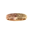 thumbnail image 4 of 14k yellow rose gold 2 tone custom hand engraved Hawaiian scroll maile 4mm ring size 3.5, 4 of 7