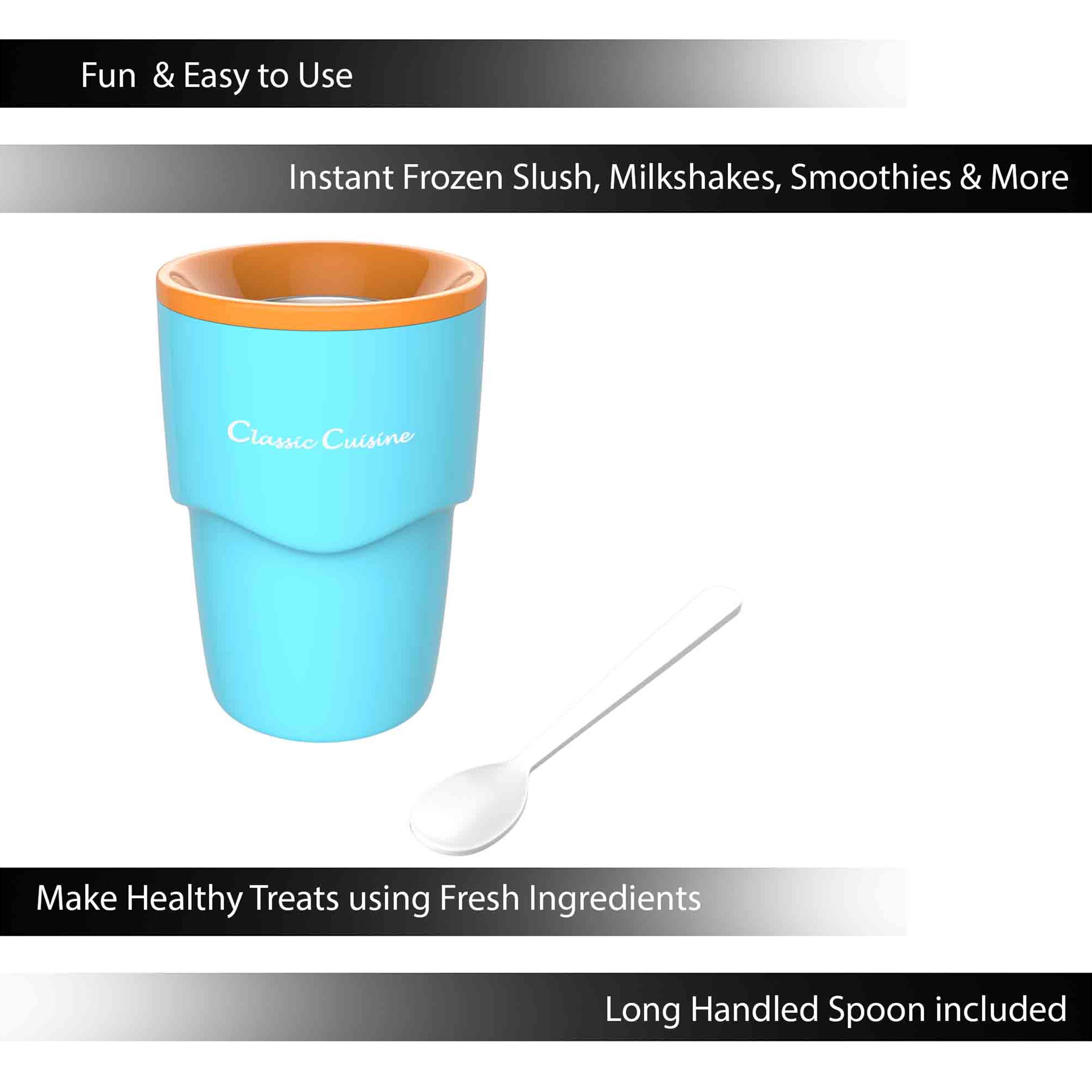 Classic Cuisine 82-KIT1076 Slushy Maker-Single Serving Frozen Treat Cup for Easy to Make Homemade Slushes - Blue