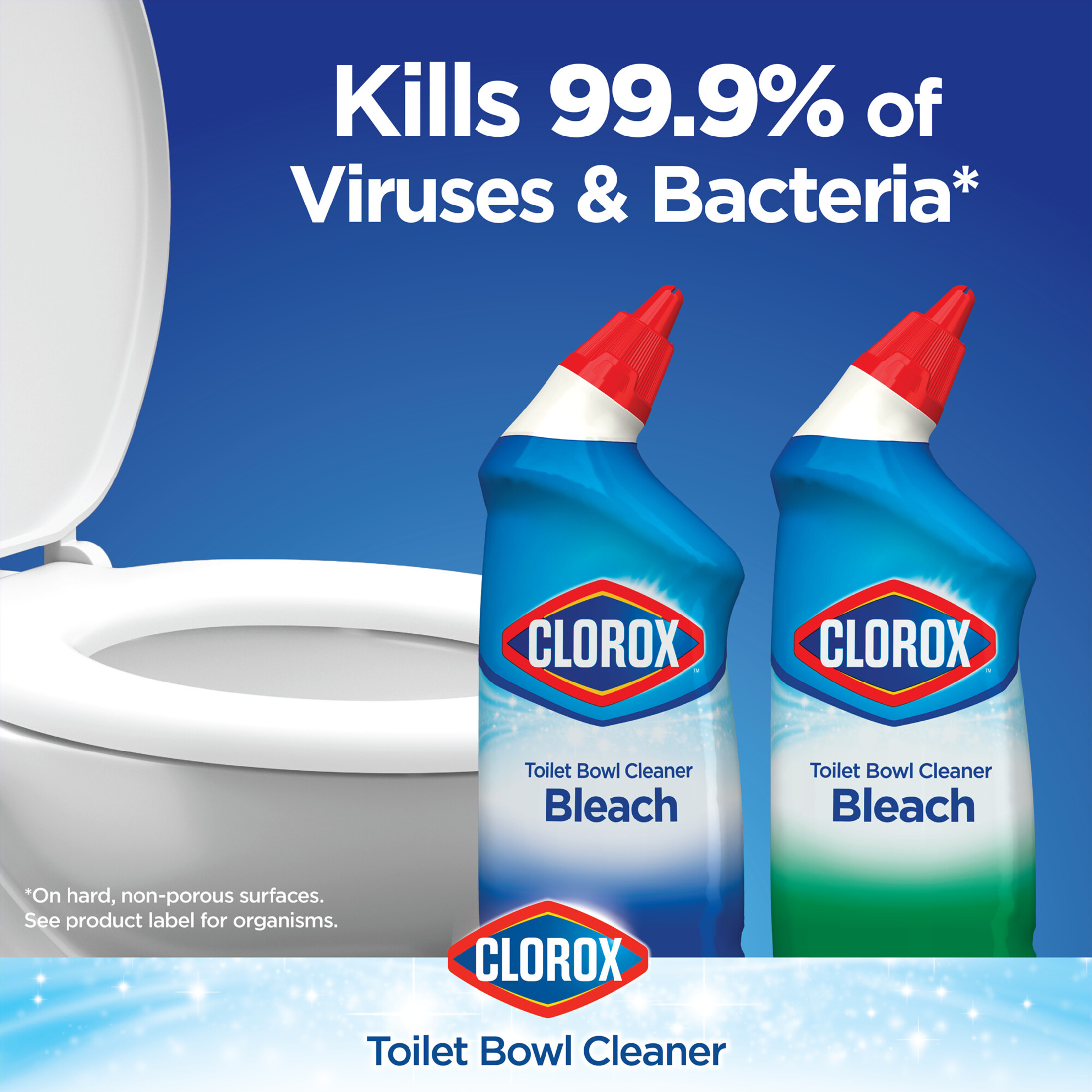 Clorox Toilet Bowl Cleaner Bleach, Rain Clean, 24 fl oz, 2 Pack - image 3 of 9