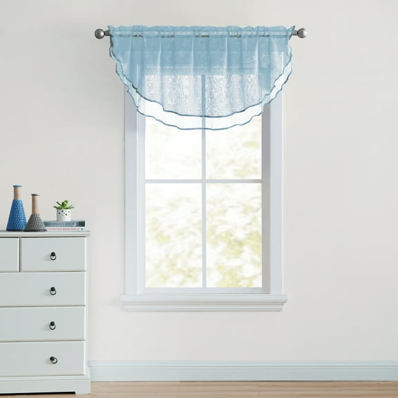 VCNY Home Ultra Luxurious Sheer Voile Double Layered Ascot Window Valance - Wedgewood Blue