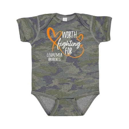 

Inktastic Worth Fighting for Leukemia Awareness Orange Heart Gift Baby Boy or Baby Girl Bodysuit