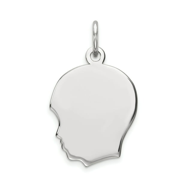 14K White Gold Plain Medium Facing Left Engravable Boy Charm