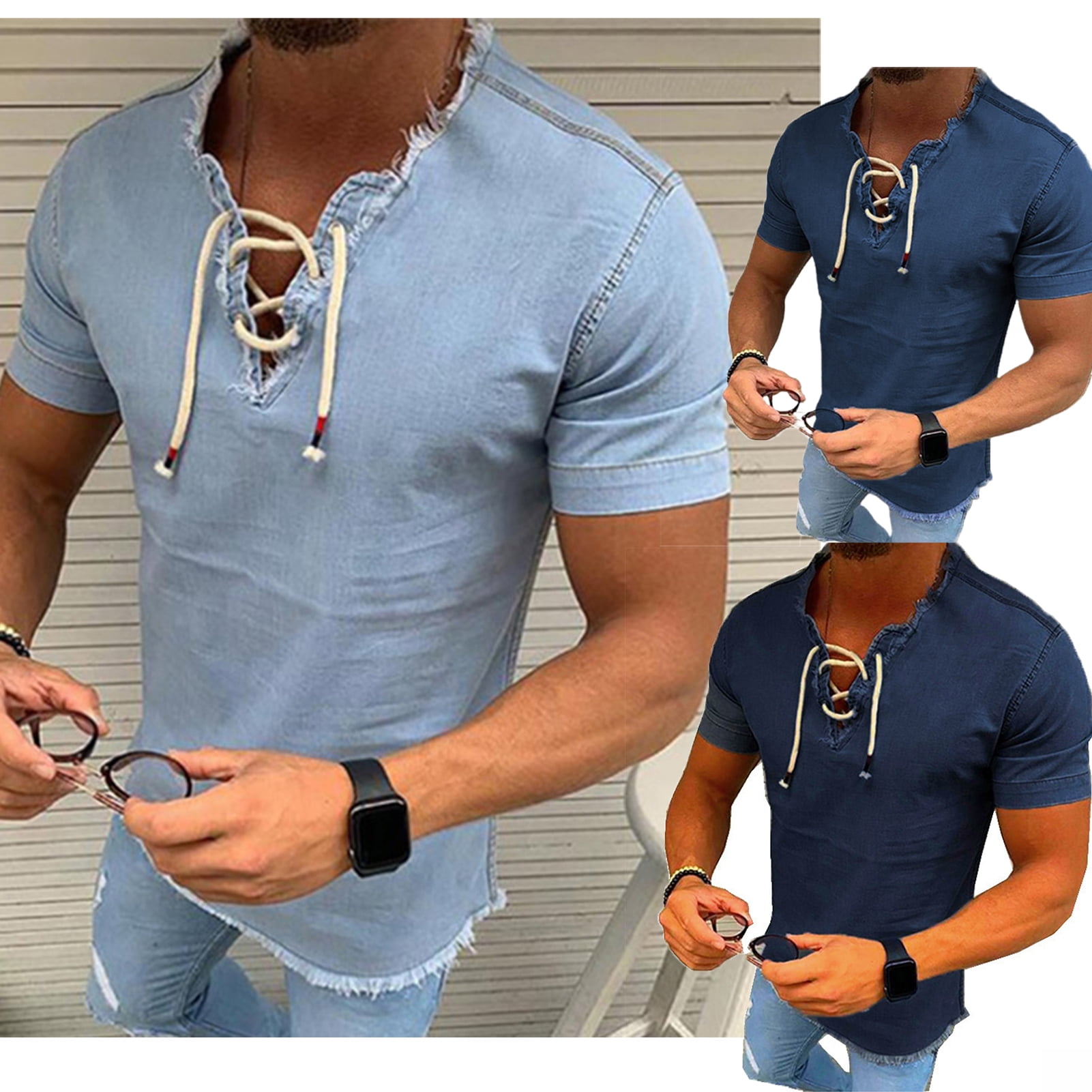 Kulywon Mens Shirts Mens Vintage Solid Breathable Thin Stand Collar Drawstring T Shirts Vest Blouses Kulywon Mens Shirts Mens Vintage Solid Breathable Thin Stand Collar Drawstring T Shirts Vest Blouses