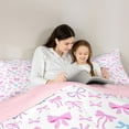 thumbnail image 5 of Homewish Kawaii Bowtie Ribbon Bedding Comforter Set,Lovely Bow Knot Twin Comforter Sets,Pink White Blue Bedding Set For Girl Kids,Luxury Bedroom Decor Reversible,2 Pieces, 5 of 8