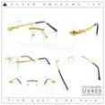 thumbnail image 2 of Rimless Serpent Snake Arm Luxury Clear Lens Rectangle Fashion Glasses Gold, 2 of 8