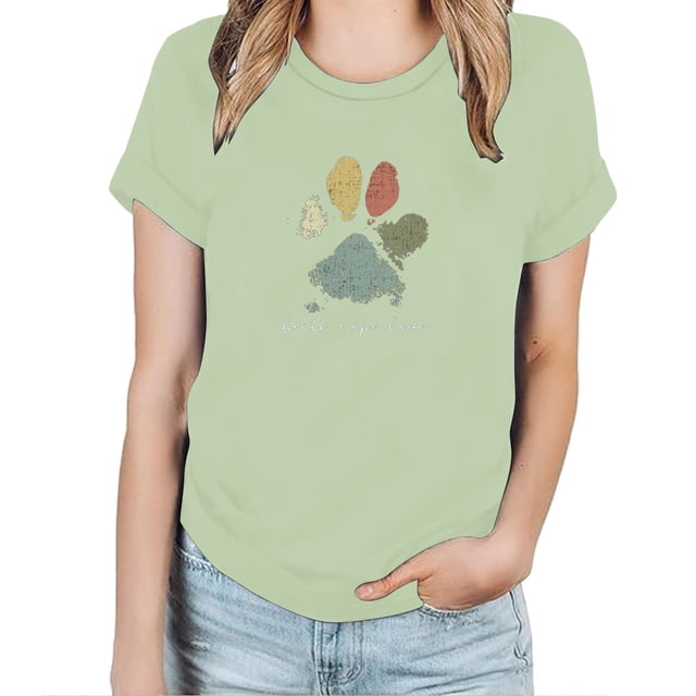 Camisetas de Manga Corta para las Mujeres Impresas Cuello Redondo Camiseta Casual, Ocio Y Blusas de Manga Corta Diarias para las Mujeres