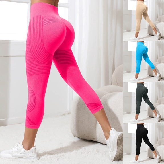 CAIXIA Capri Leggings Anti Cellulite 3D Resistance Band Leggings for Women Compression Tummy Control Butt Lifting Yoga Pants