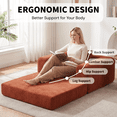thumbnail image 4 of TACTOW Boneless Sleeper Sofa,Corduroy Multifunctional Single Sofa Chair With 1pc Pillow for Living Room Bedroom Office,Orange, 4 of 8