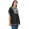 thumbnail image 6 of Phagun Women's Summer Aari Work Handkerchief Sleeve Cotton Black Tunic Top-6, 6 of 9