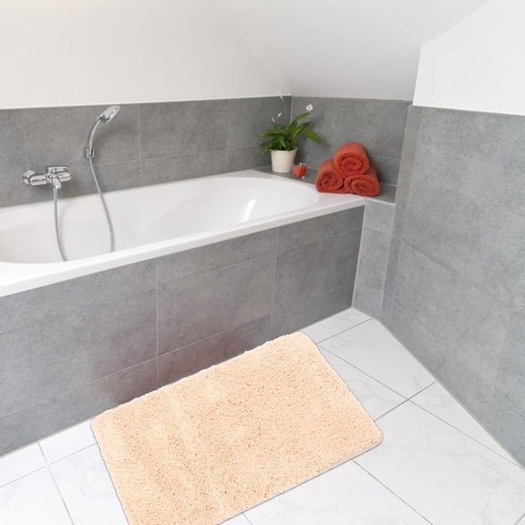 LOLIPPYY Washable Bath Mat Beige Comfortable Polyester Non Slip Design