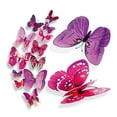 thumbnail image 3 of Juego de 12 pegatinas de pared de mariposas 3D, pegatinas de pared, calcomanías de pared, decoración de pared Púrpura, 3 of 9